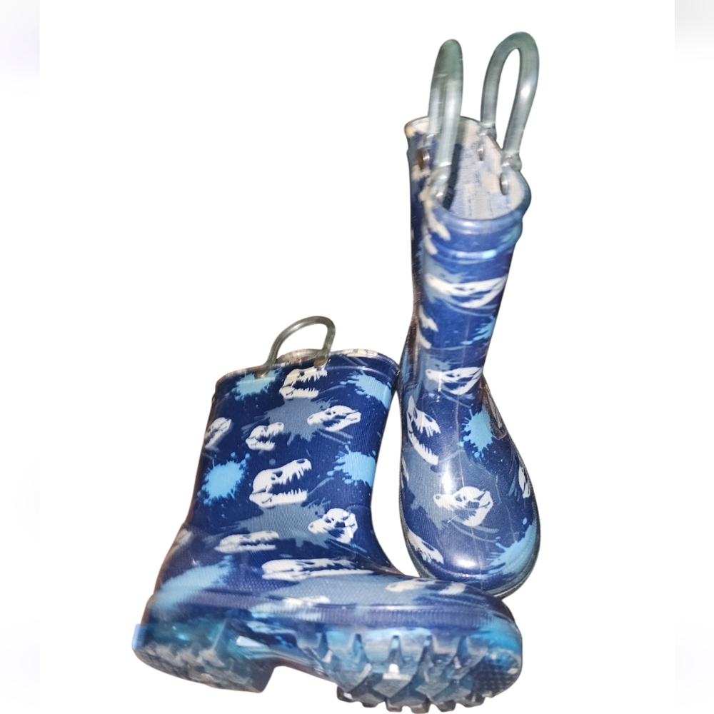Zoogs Blue Dinosaur Print Rain Boots